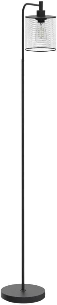 Rustic Black Mesh‑Shade Industrial Floor Lamp