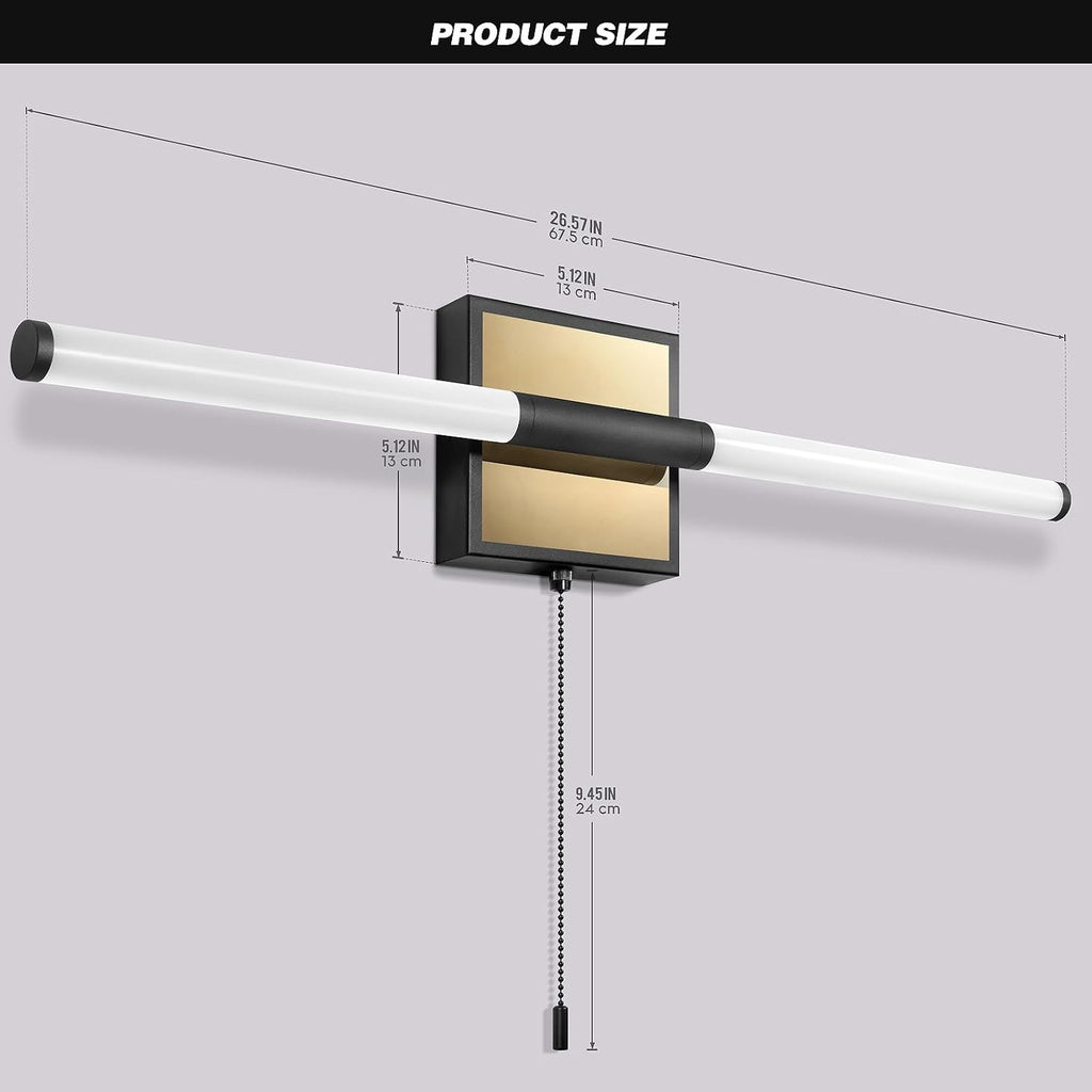 3‑Color Modern Black LED Bathroom Vanity Light