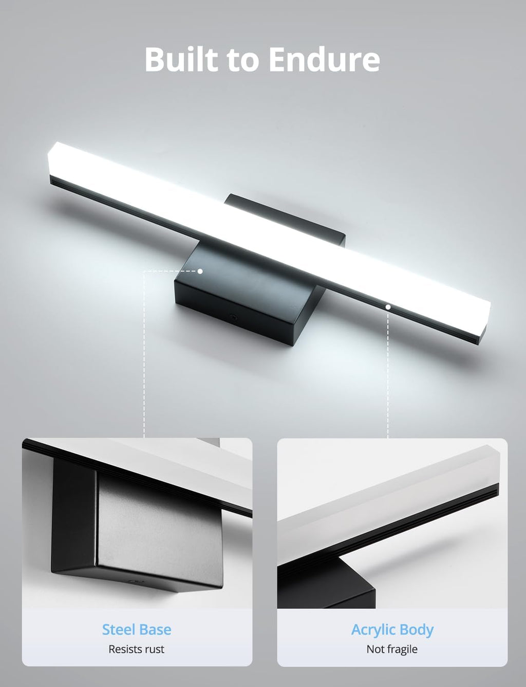 Modern LED Black Bathroom Vanity Light Fixture