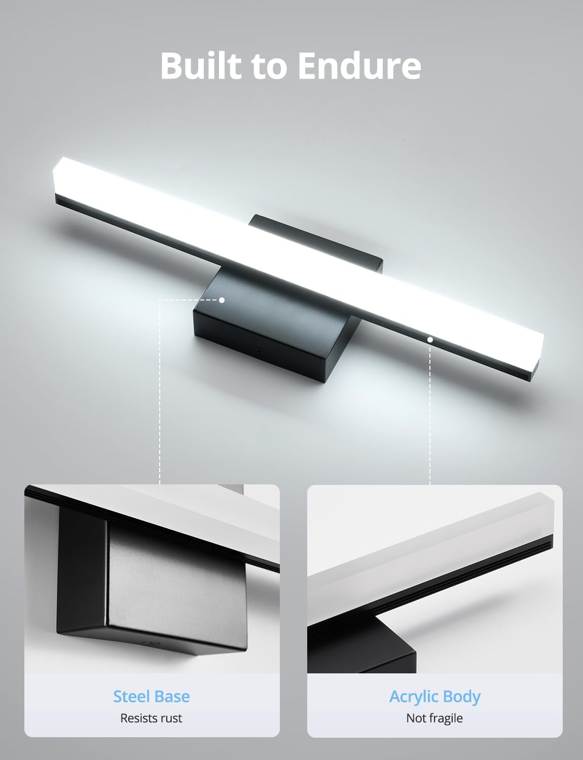 Modern LED Black Bathroom Vanity Light Fixture