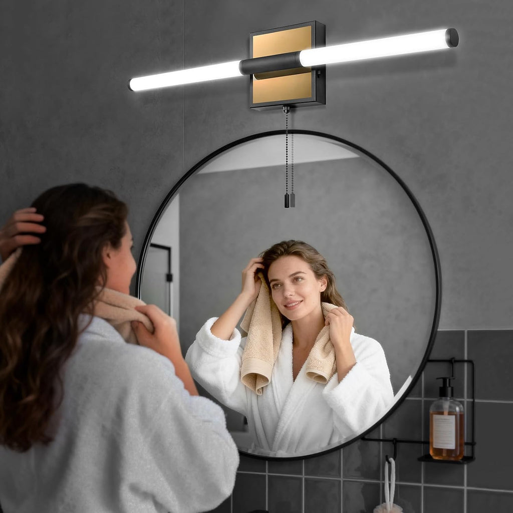 3‑Color Modern Black LED Bathroom Vanity Light