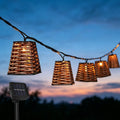 Solar Rattan Boho Lantern String Lights