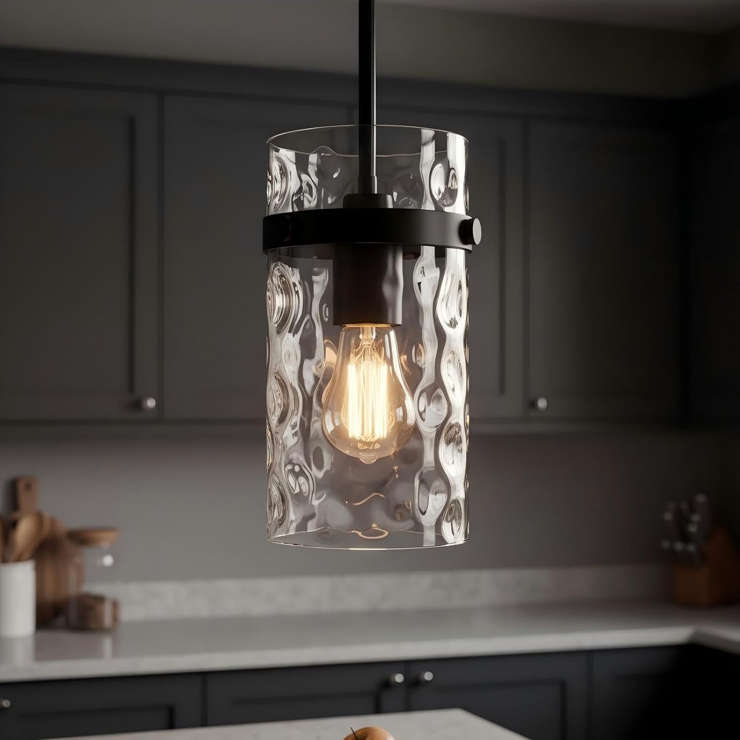 Modern Wavy‑Glass Kitchen Pendant Light