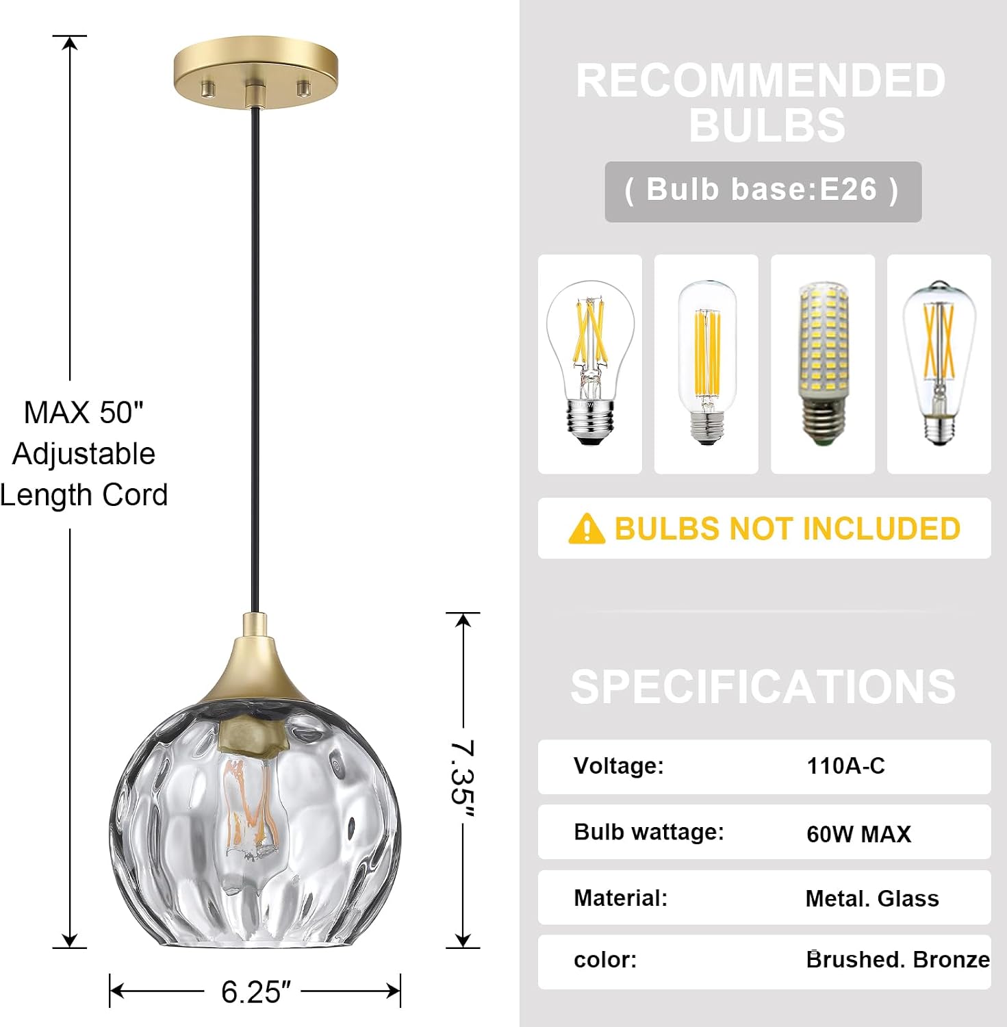 Farmhouse Grey‑Glass Gold Pendant Lights
