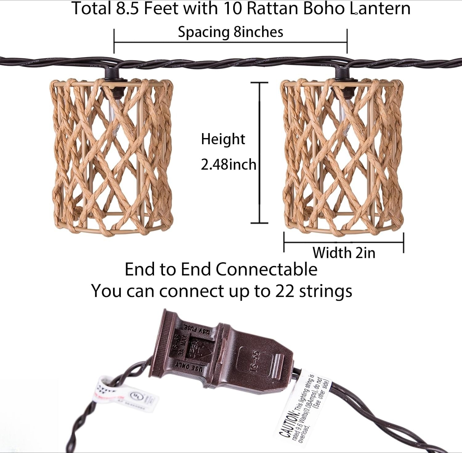 Cylindrical Rattan Boho String Lights