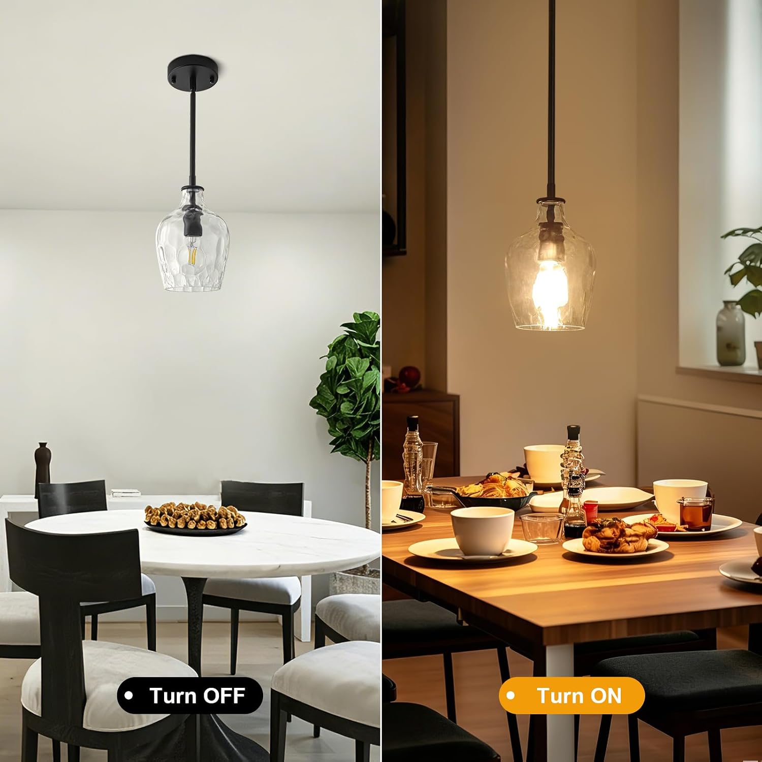 Modern Hammered‑Glass Kitchen Pendant Light