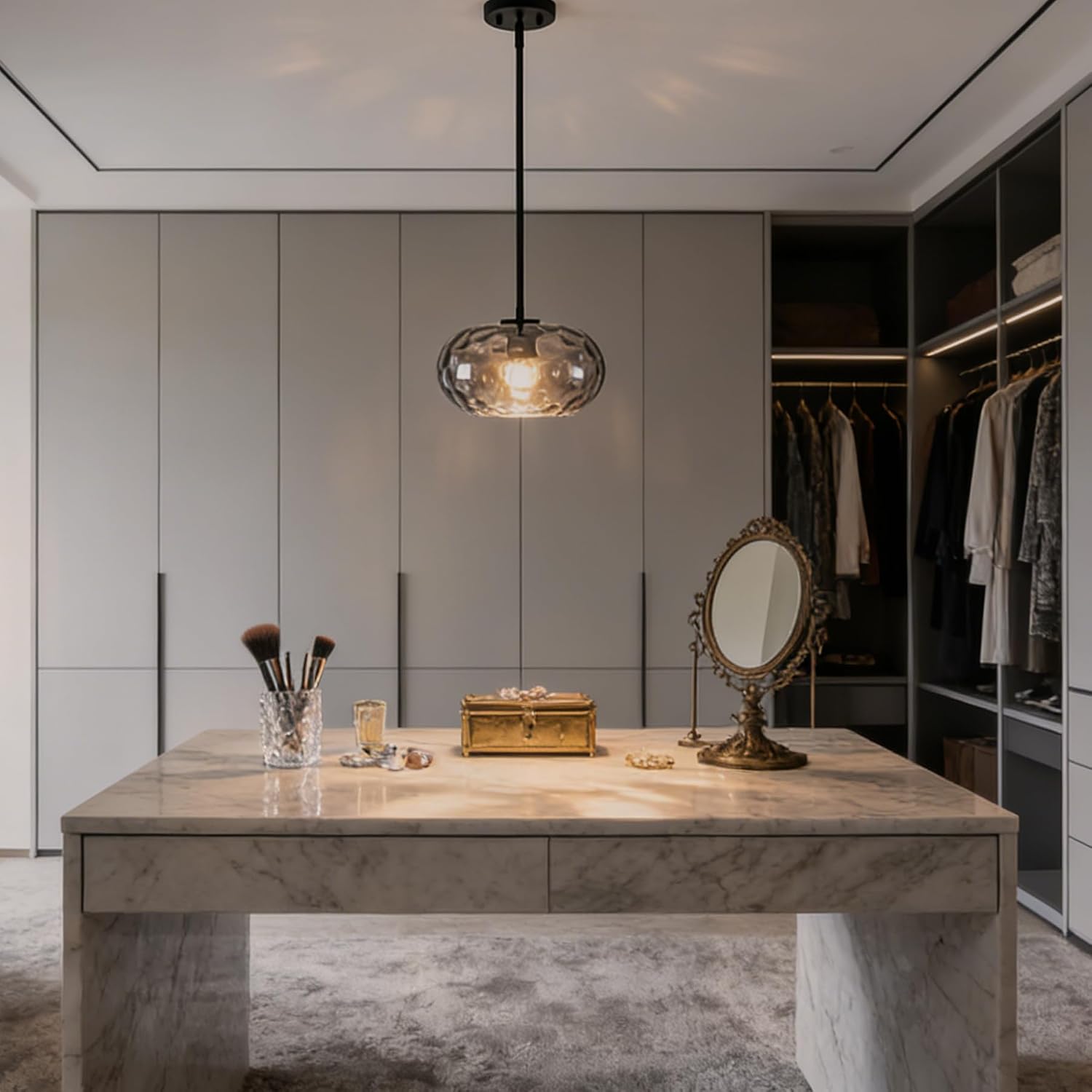 Modern Hammered‑Glass Pendant Ceiling Light
