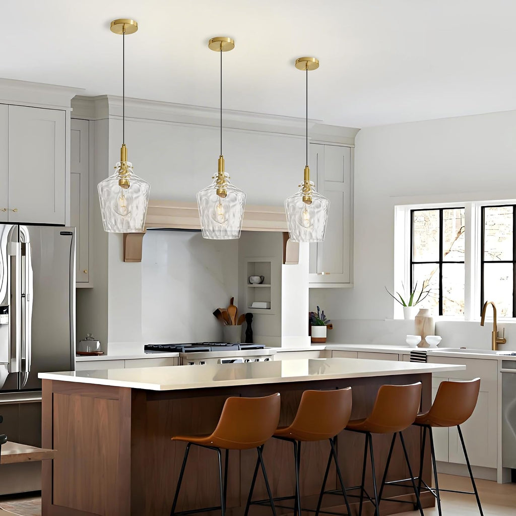 Gold Hammered‑Glass Kitchen Pendant Light
