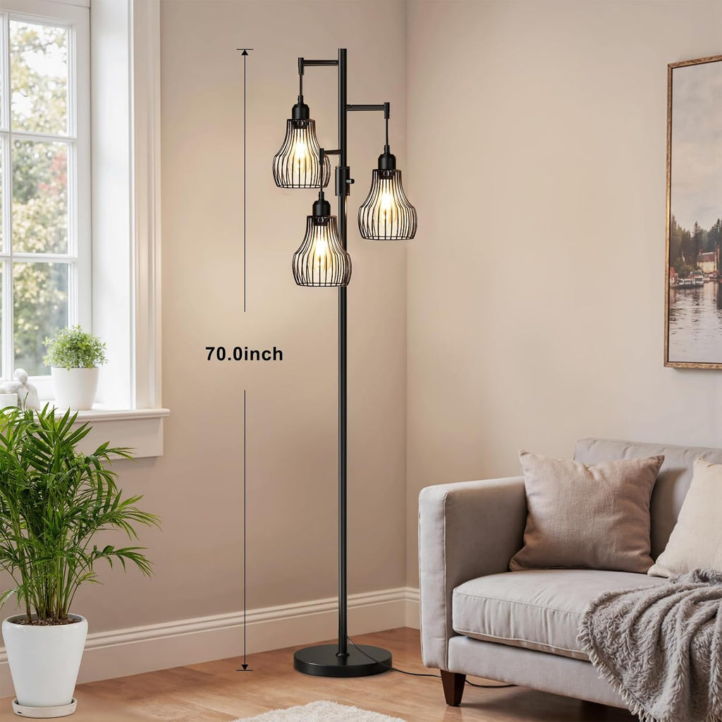 Dimmable Black Industrial Tree Floor Lamp