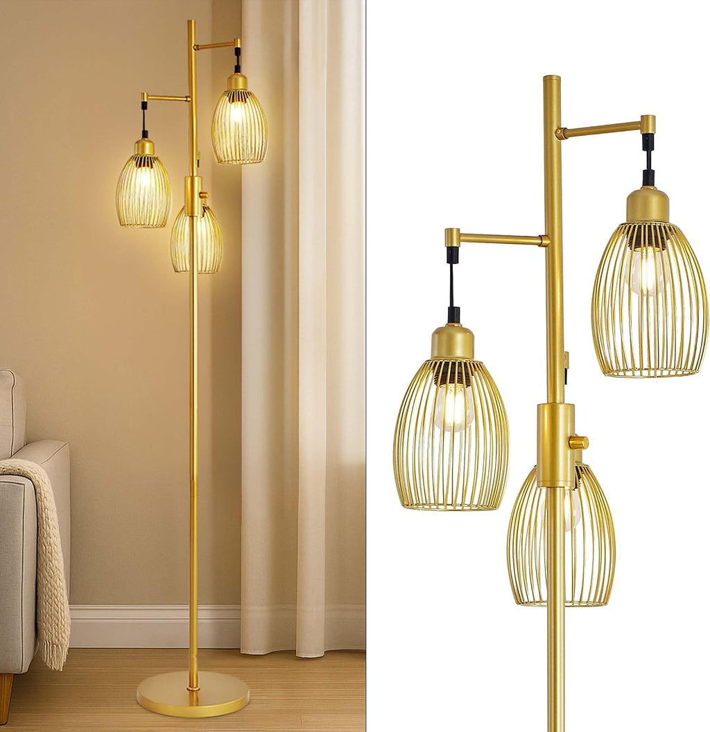 Dimmable Gold Industrial LED Floor Lamp