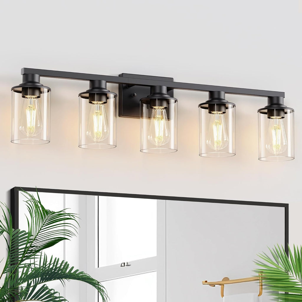 Modern Black Glass LED Bathroom Vanity Light