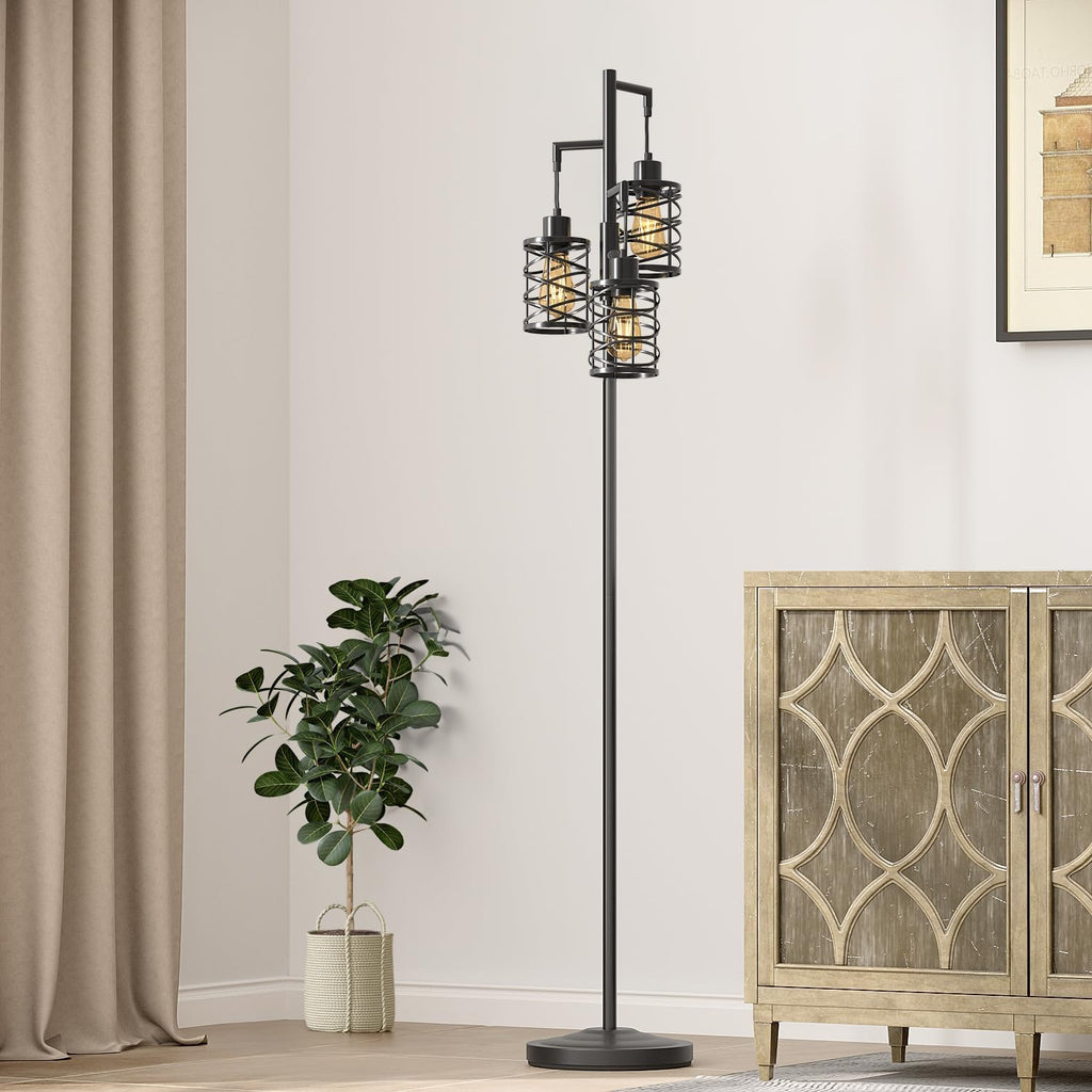Dimmable Black Industrial Tree Floor Lamp