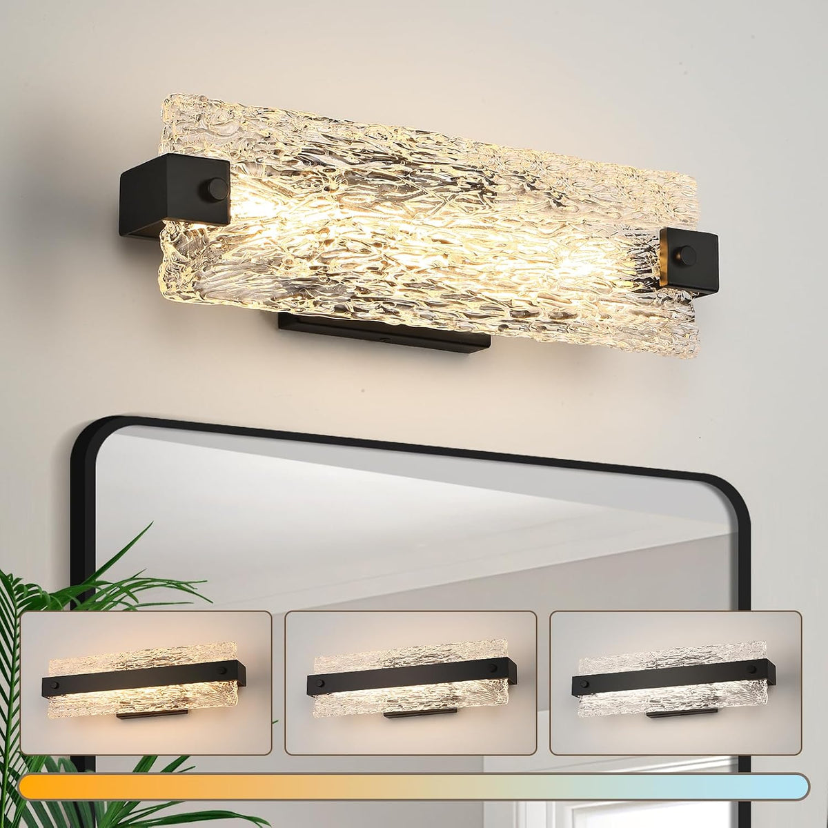 Dimmable Crystal Black LED Bathroom Vanity Light