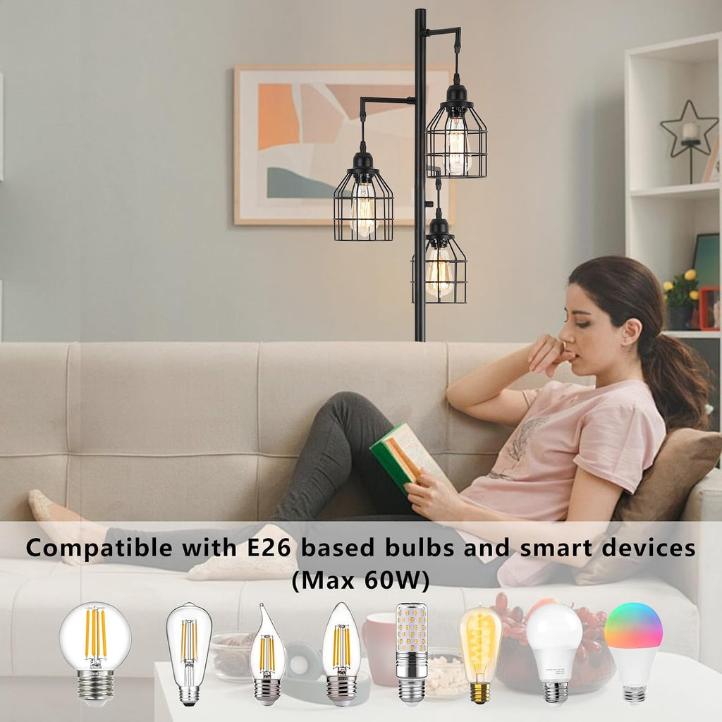 Dimmable Cage Tree Industrial Floor Lamp