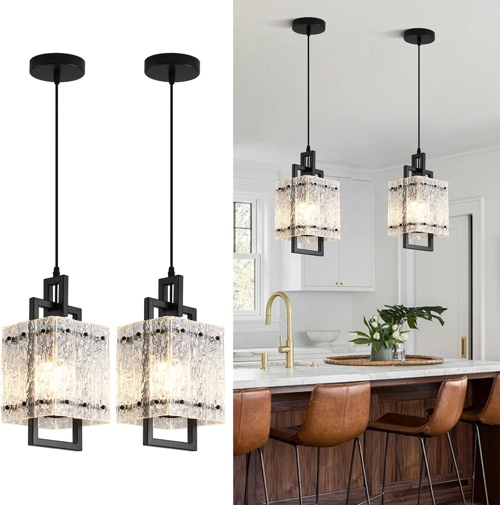 Black Water‑Ripple Glass Pendant Lights