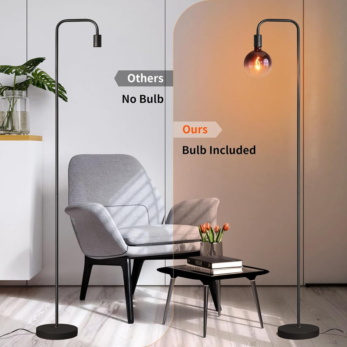 Globe Glass Industrial LED Floor Lamp