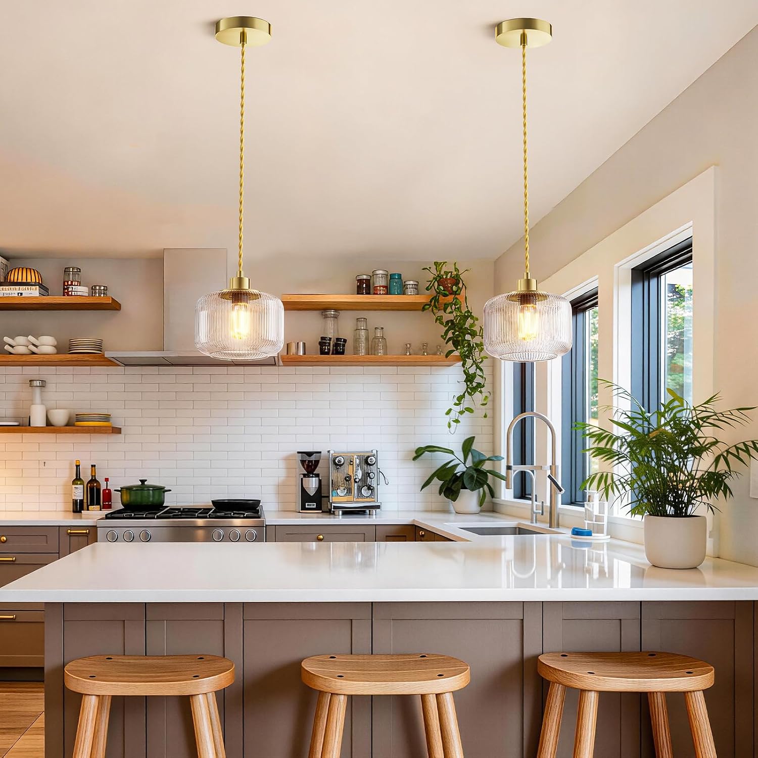 Retro Hand‑Blown Glass Pendant Light
