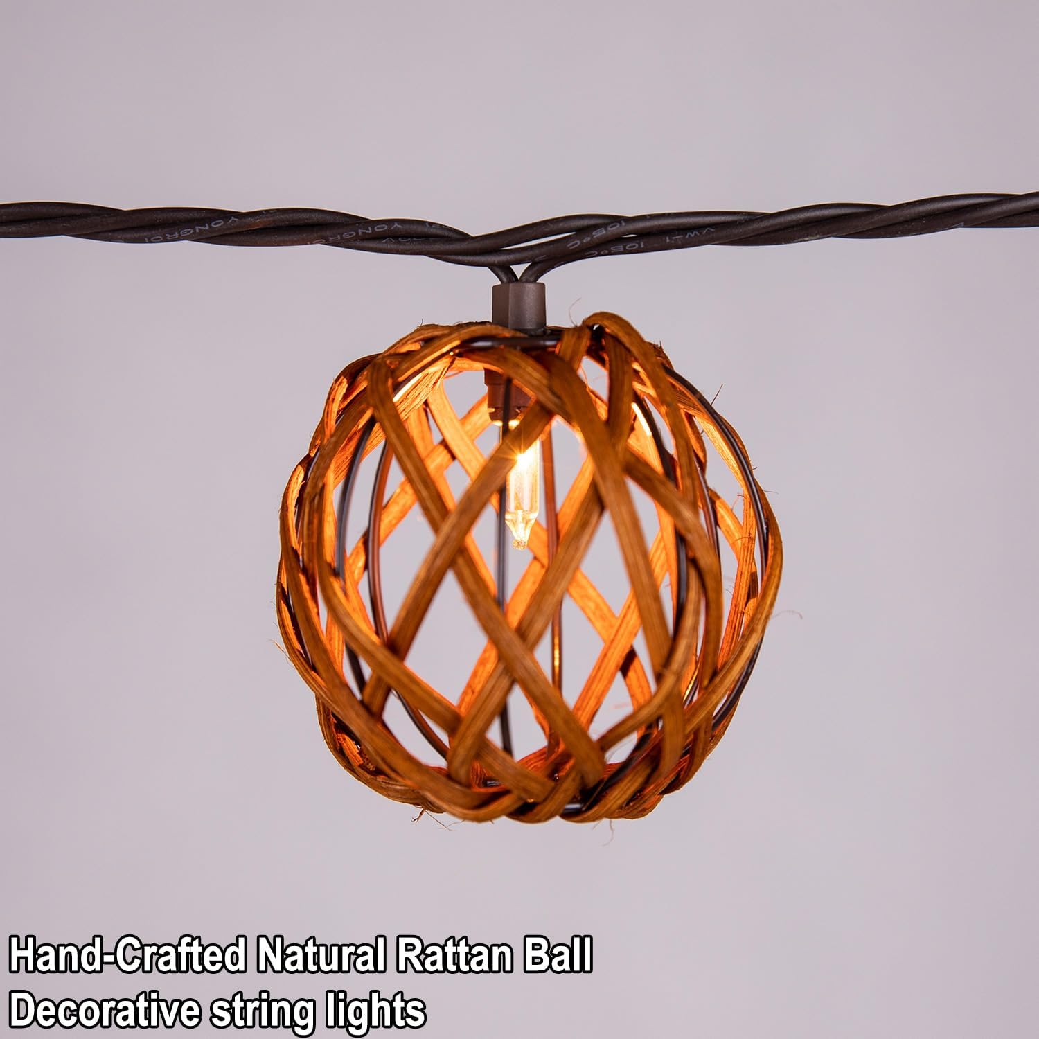 Rattan Boho Patio Lantern String Lights
