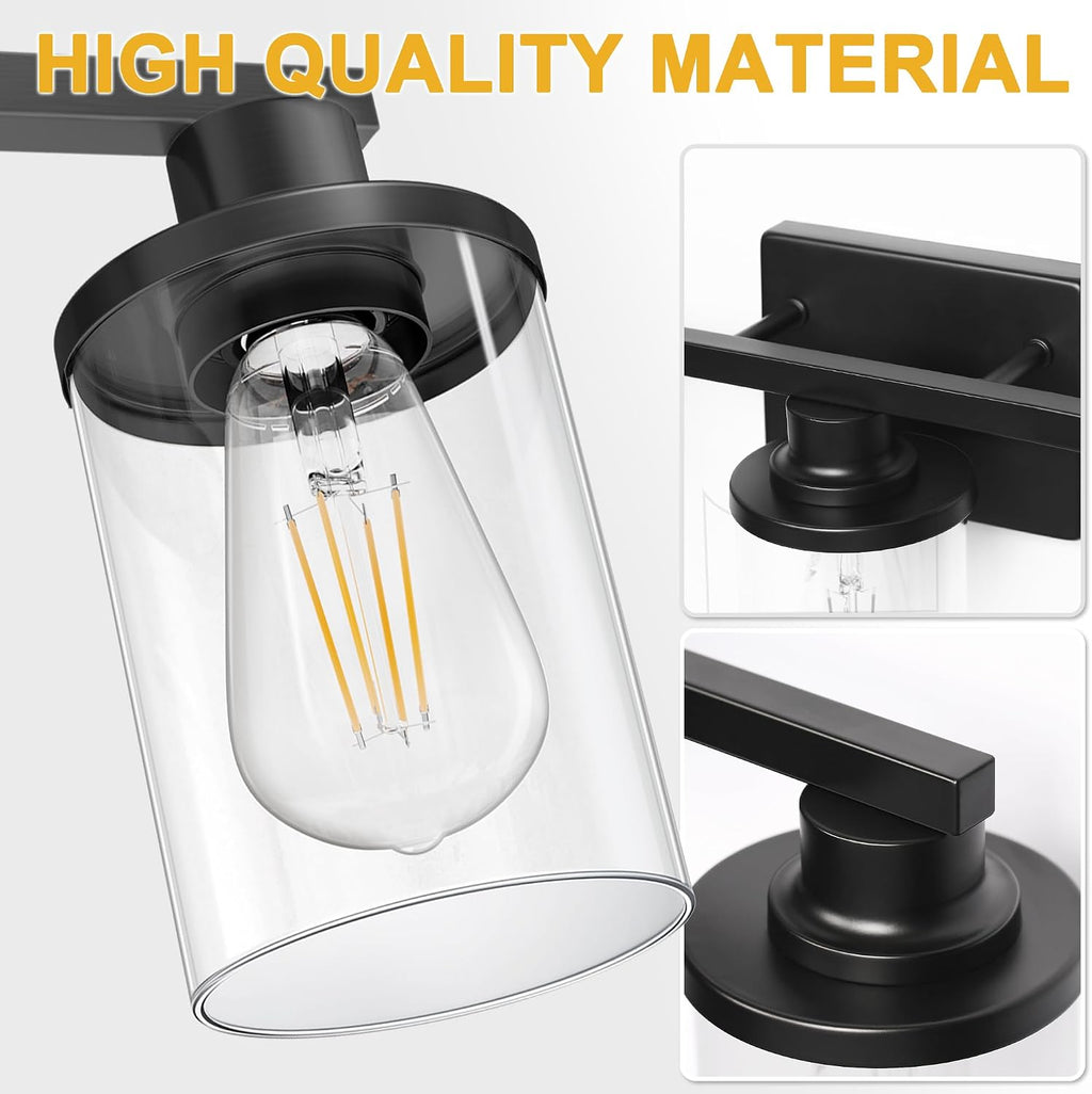 Modern Black Glass LED Bathroom Vanity Light