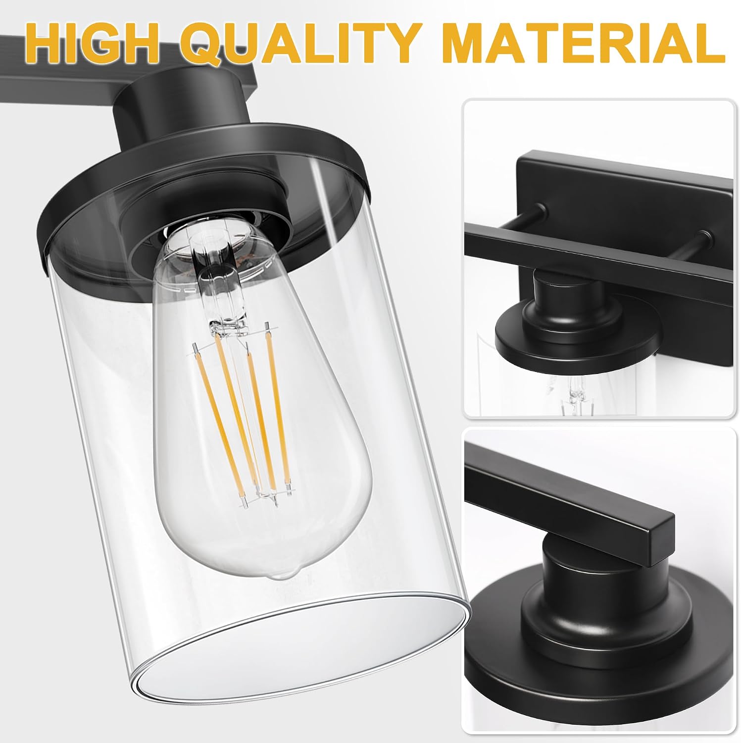 Modern Black Glass LED Bathroom Vanity Light