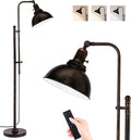 Remote‑Controlled Industrial Black Reading Floor Lamp