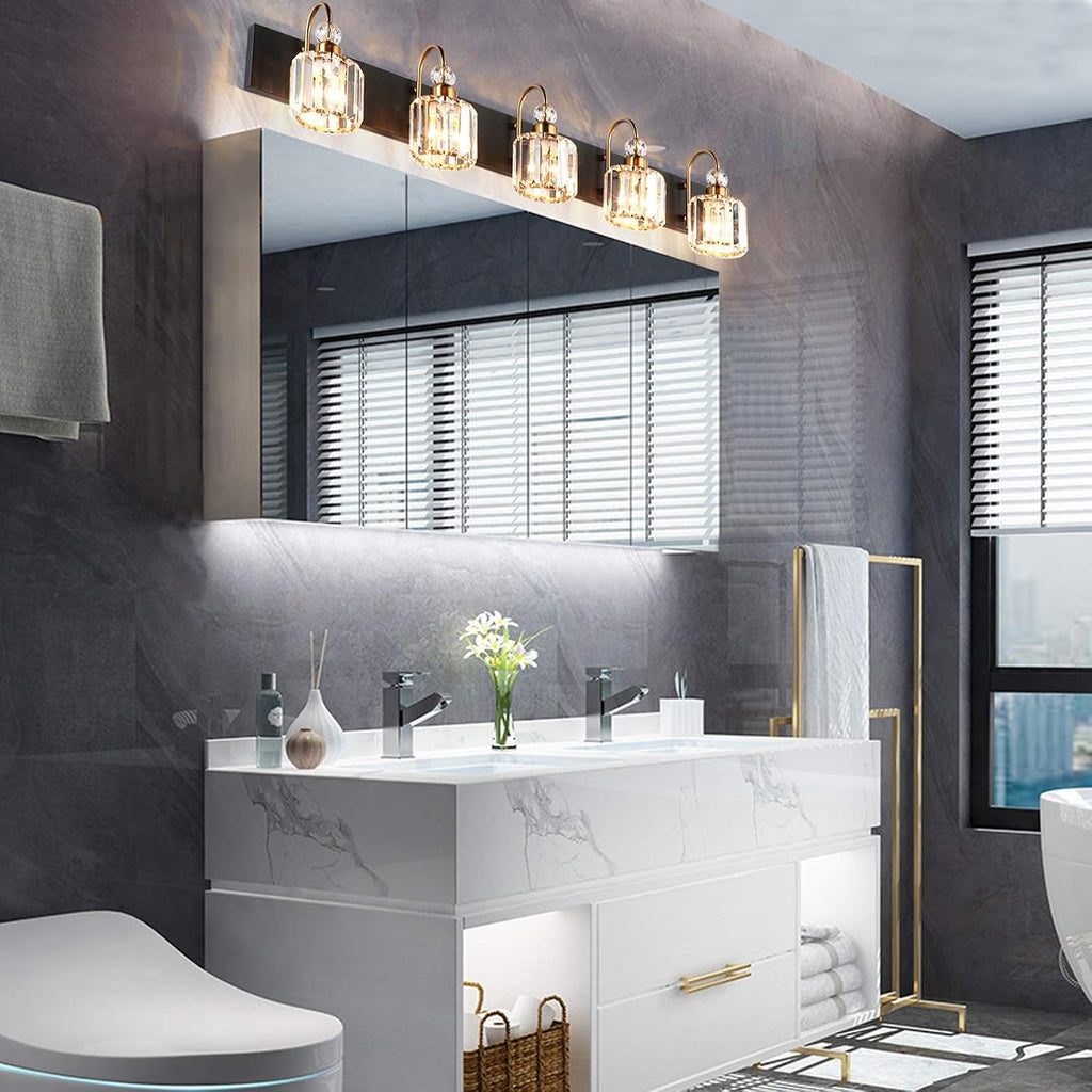 Modern Black Crystal LED Bathroom Vanity Light