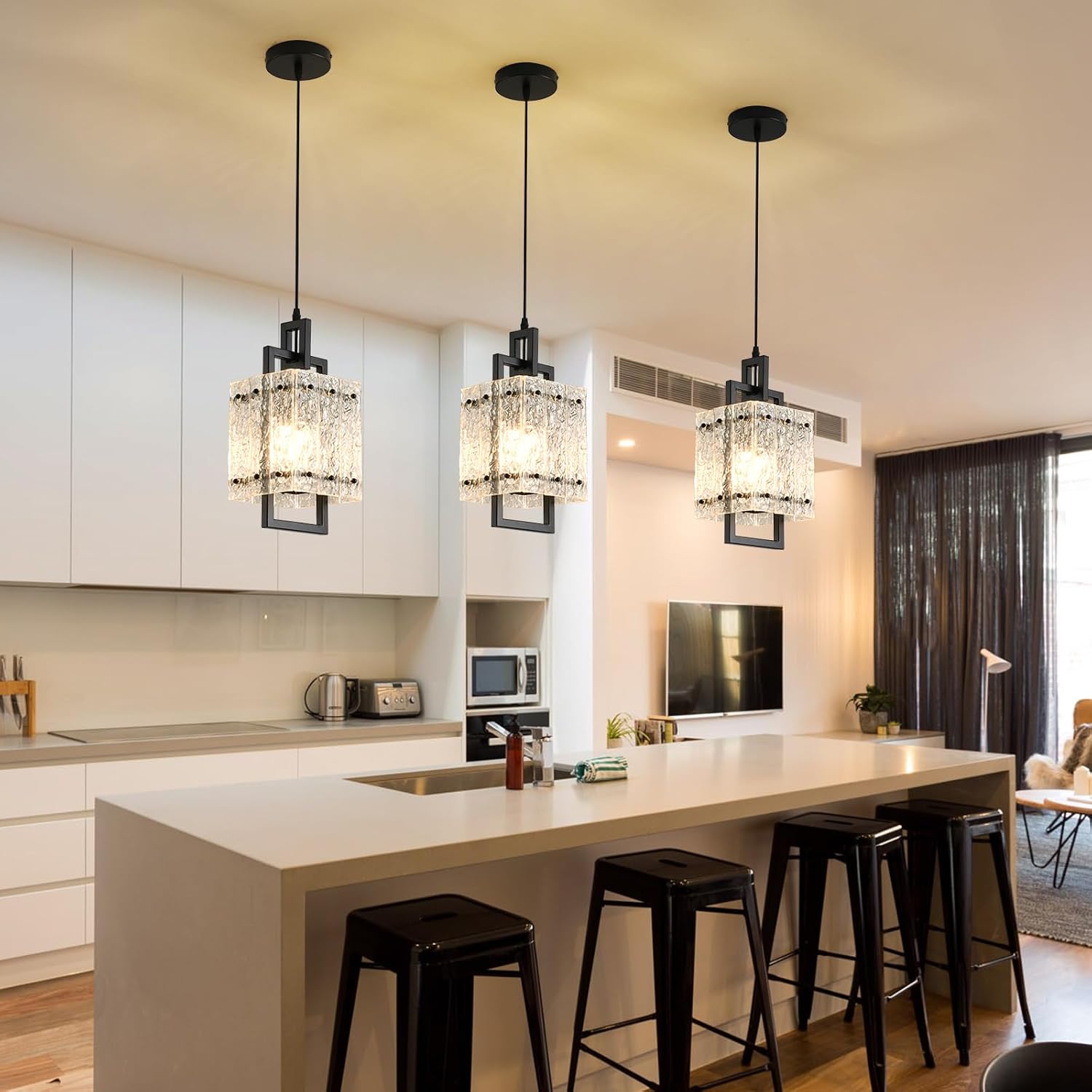 Black Water‑Ripple Glass Pendant Lights