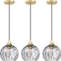 Farmhouse Grey‑Glass Gold Pendant Lights