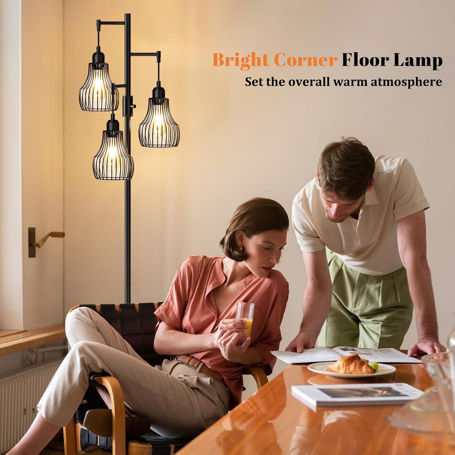 Dimmable Black Industrial Tree Floor Lamp
