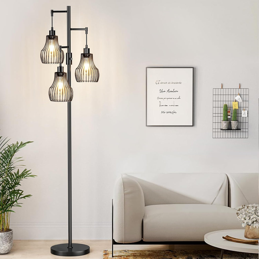 Dimmable Black Industrial Tree Floor Lamp