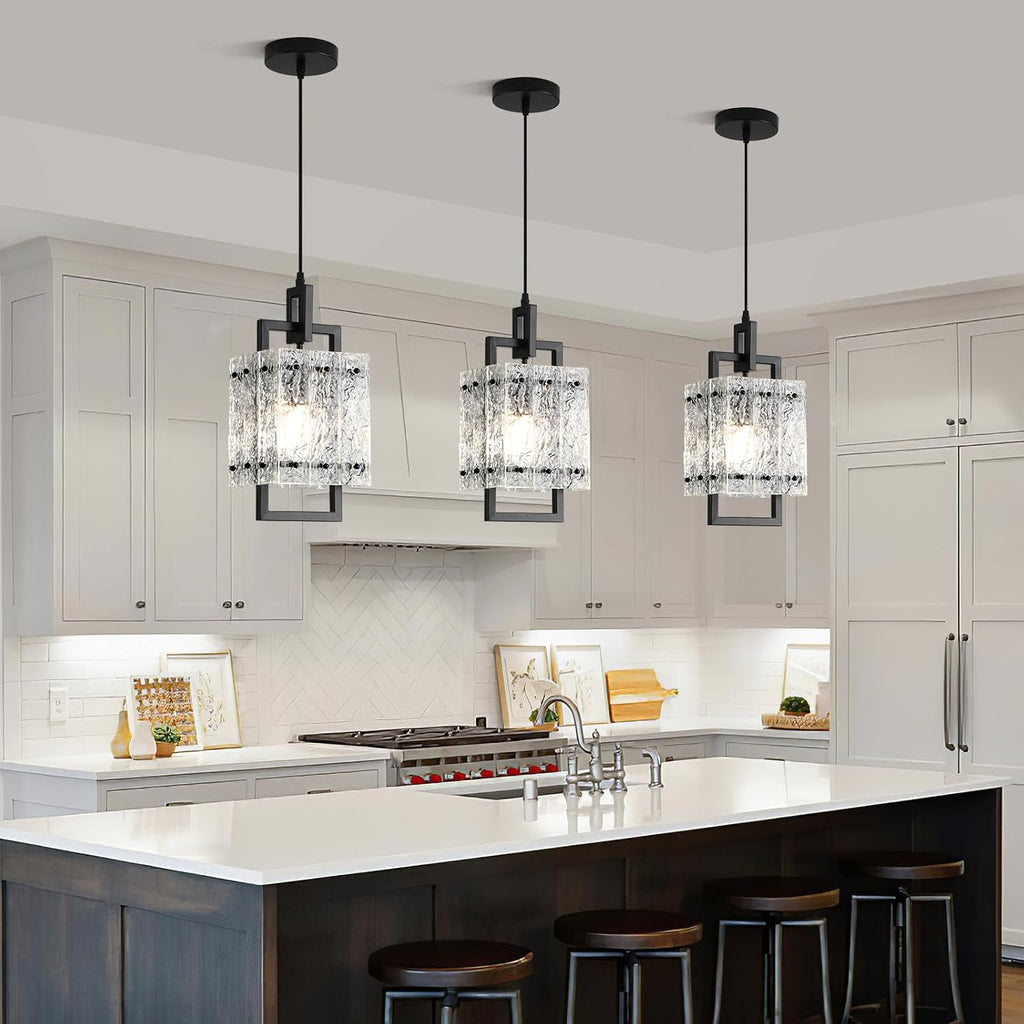 Black Water‑Ripple Glass Pendant Lights