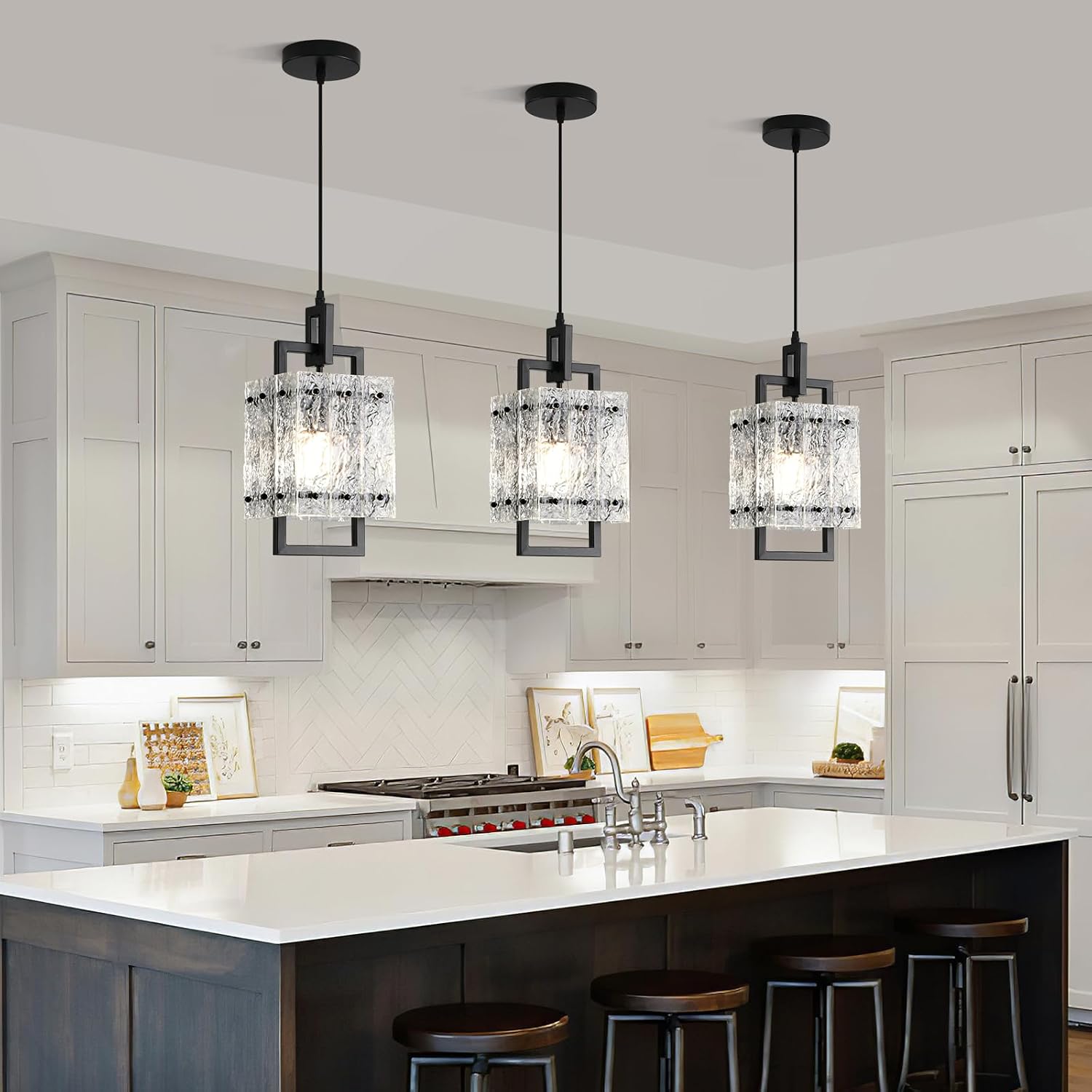 Black Water‑Ripple Glass Pendant Lights