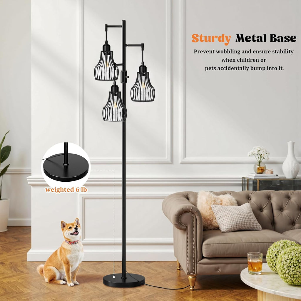 Dimmable Black Industrial Tree Floor Lamp
