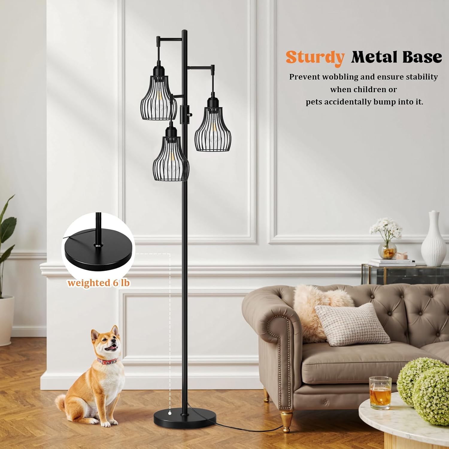 Dimmable Black Industrial Tree Floor Lamp