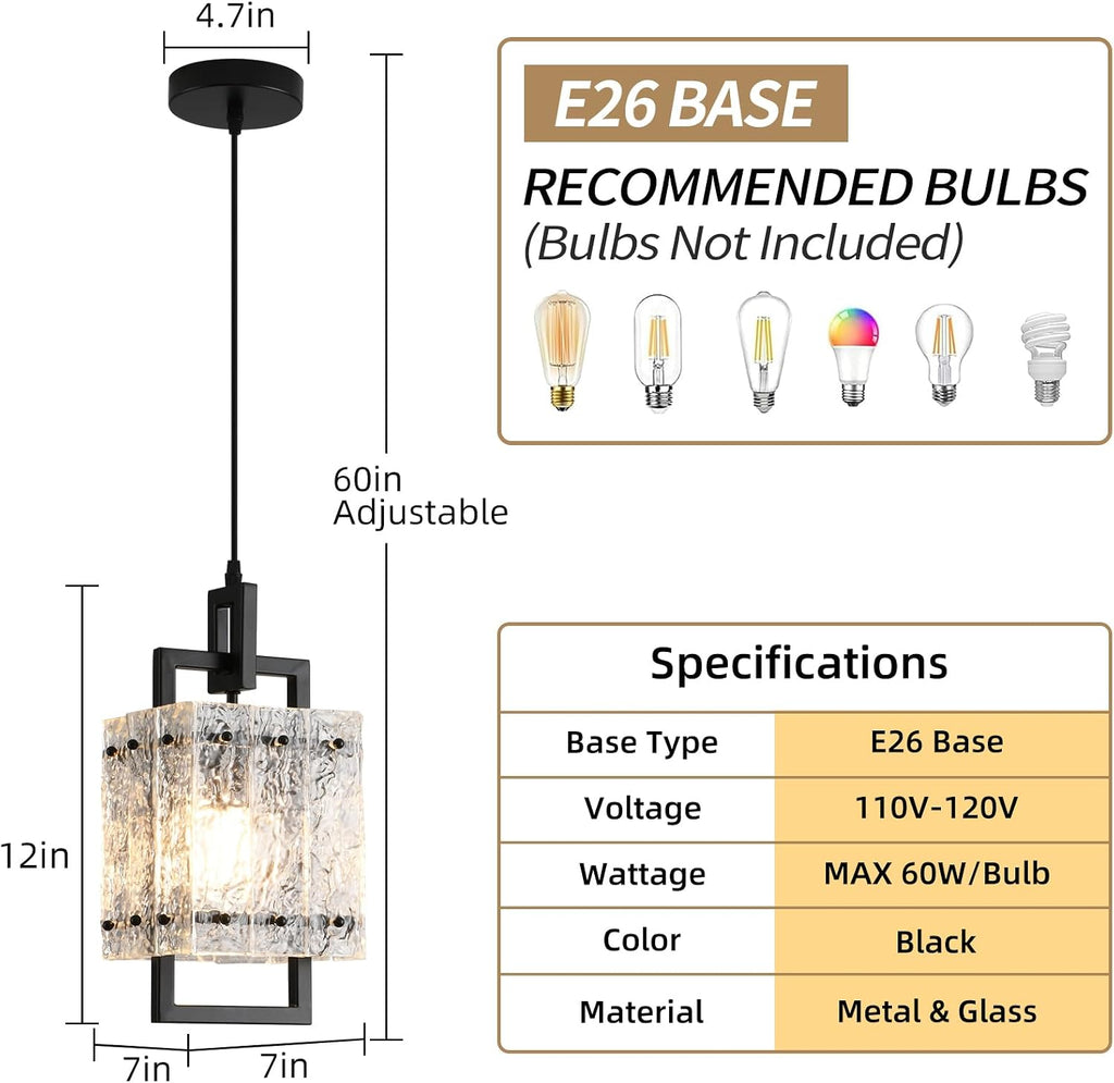 Black Water‑Ripple Glass Pendant Lights