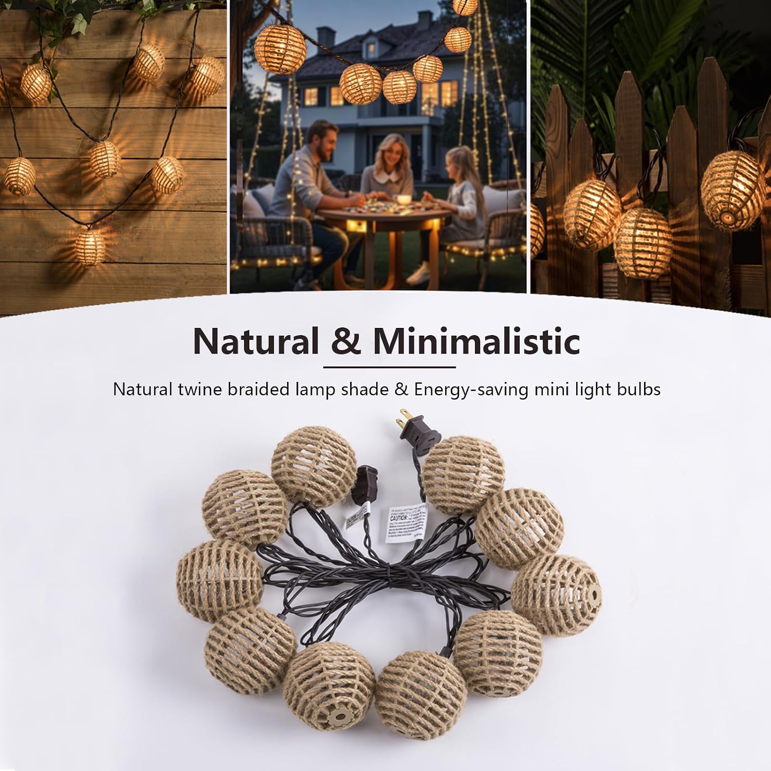 Twine‑Ball Boho Patio String Lights