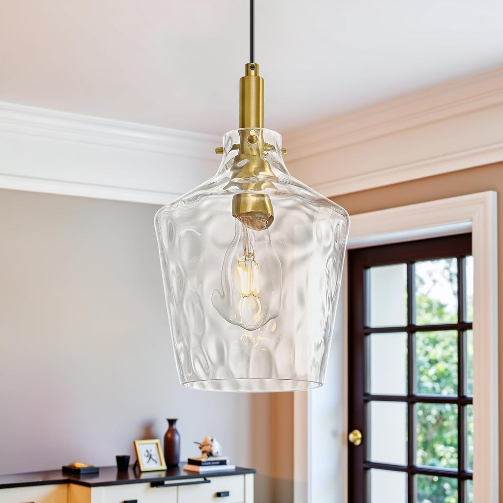 Gold Hammered‑Glass Kitchen Pendant Light