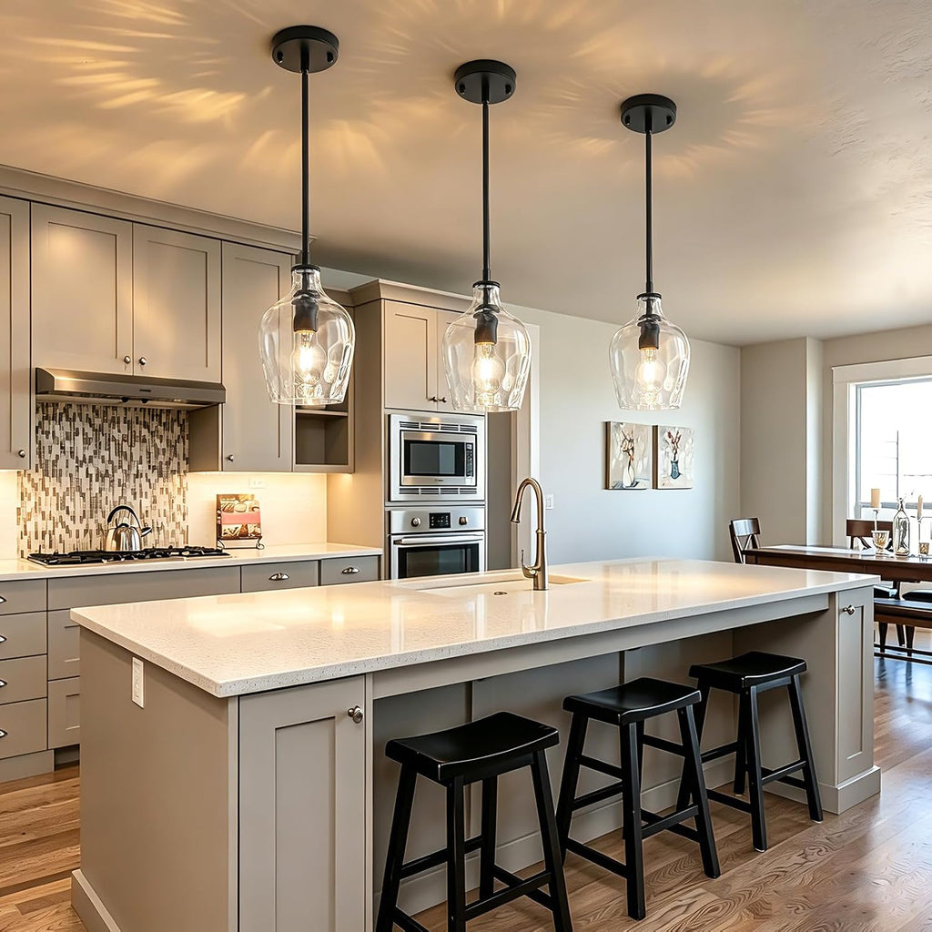 Modern Hammered‑Glass Kitchen Pendant Light