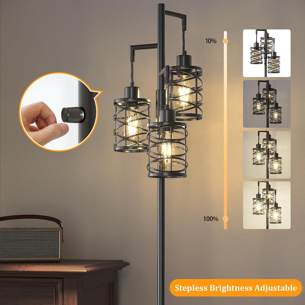 Dimmable Black Industrial Tree Floor Lamp
