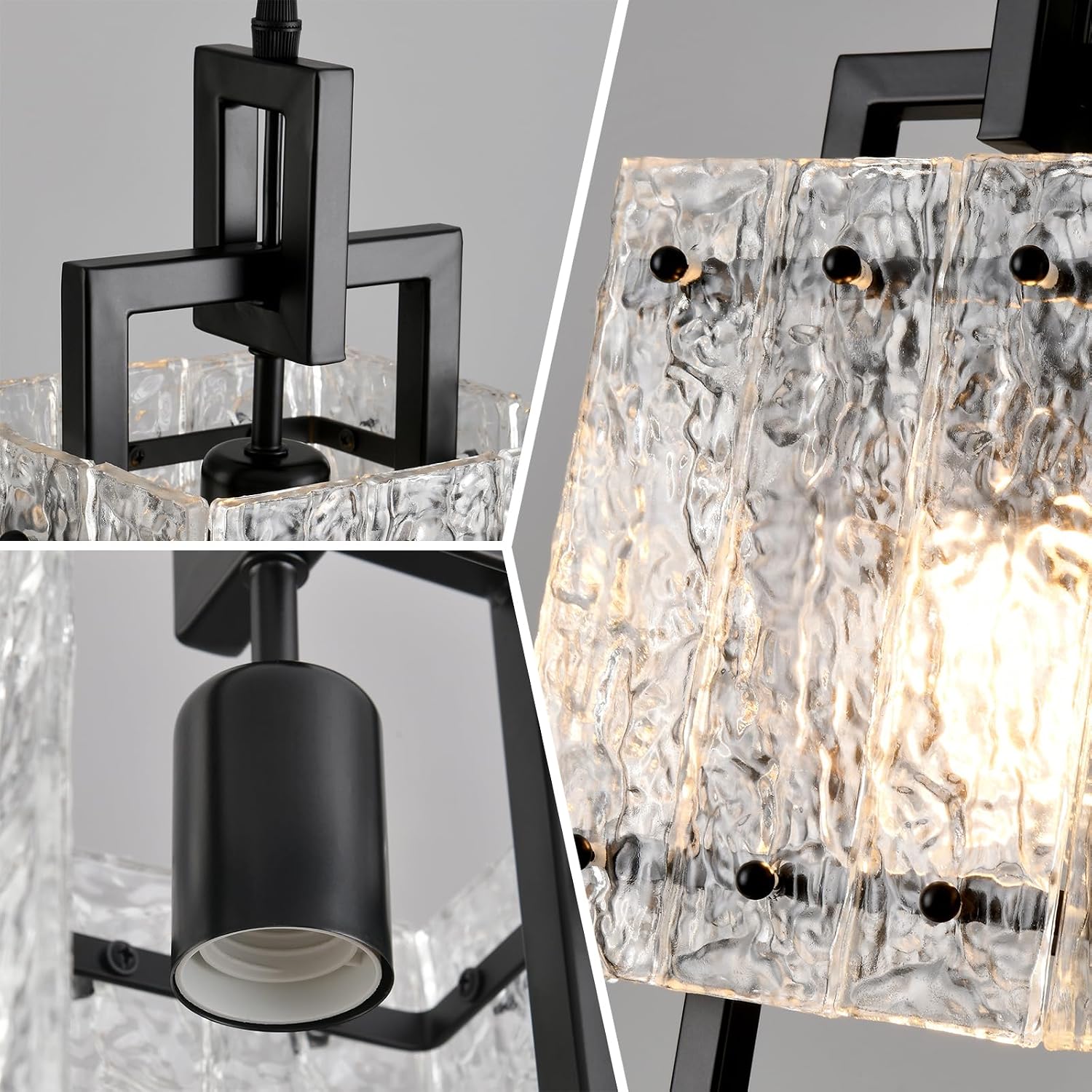 Black Water‑Ripple Glass Pendant Lights