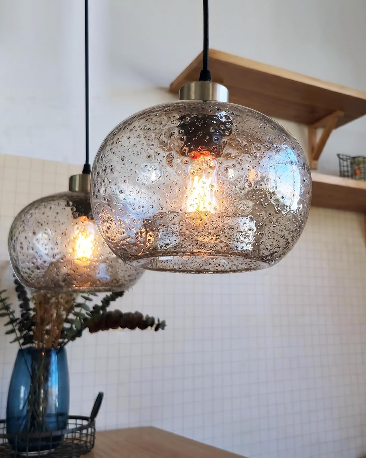 Rustic Marble‑Glass Kitchen Pendant Lights