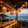 Rattan Boho Patio Lantern String Lights