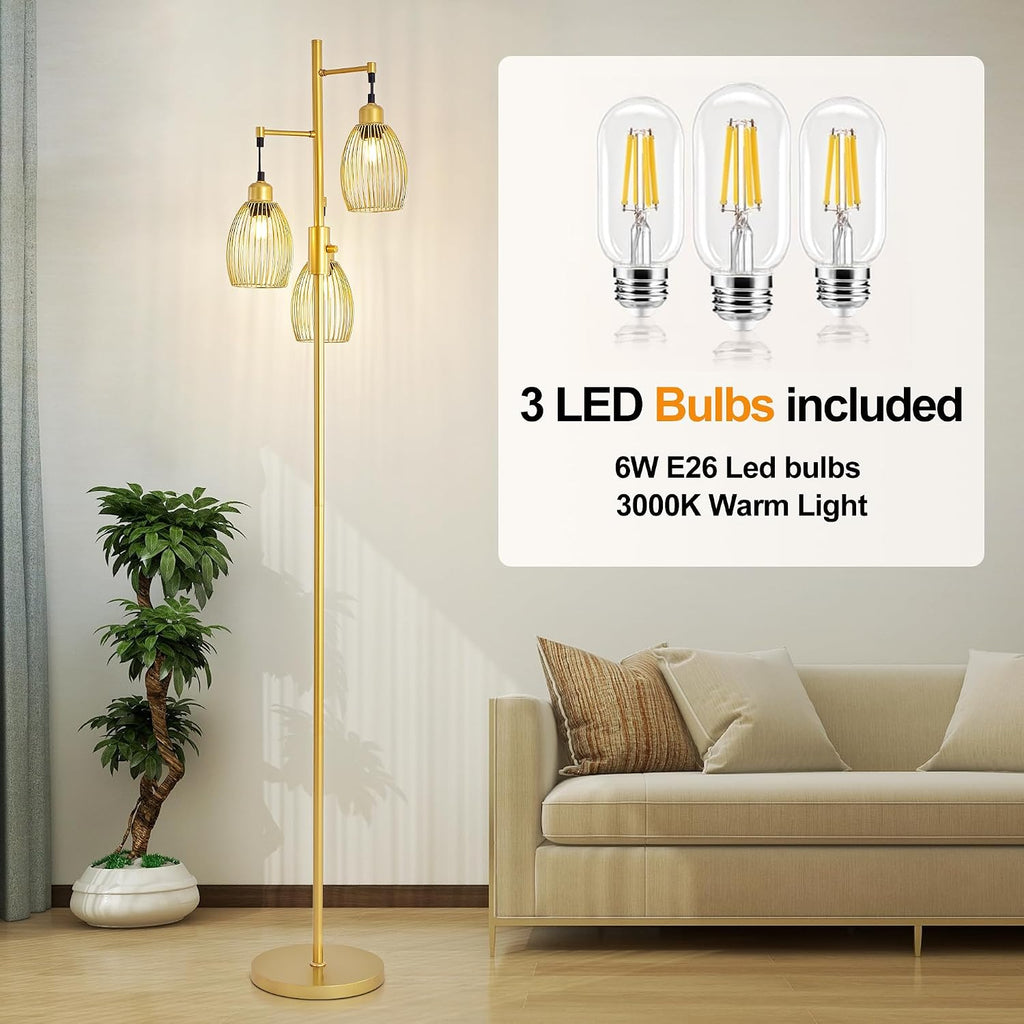Dimmable Gold Industrial LED Floor Lamp