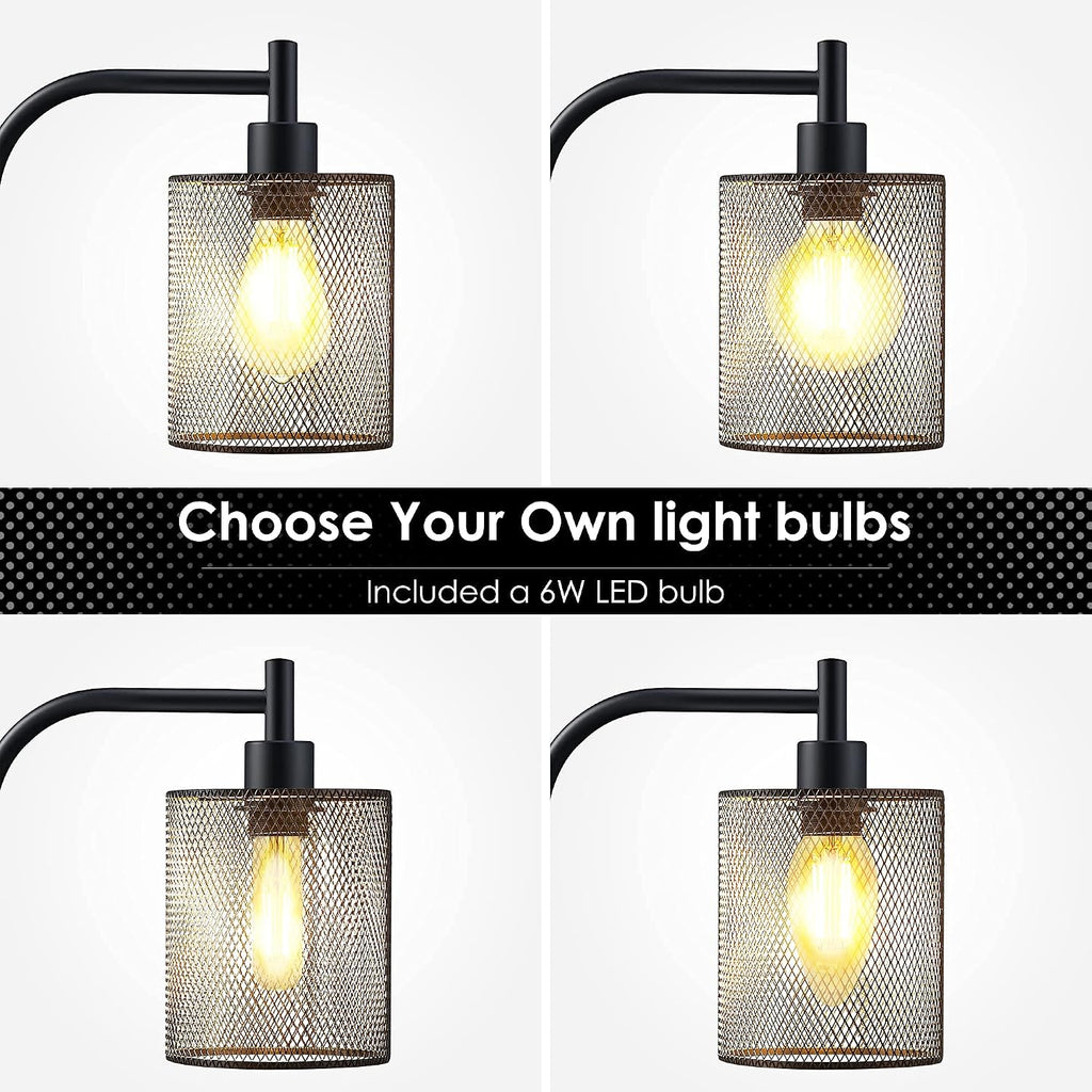 Rustic Black Mesh‑Shade Industrial Floor Lamp