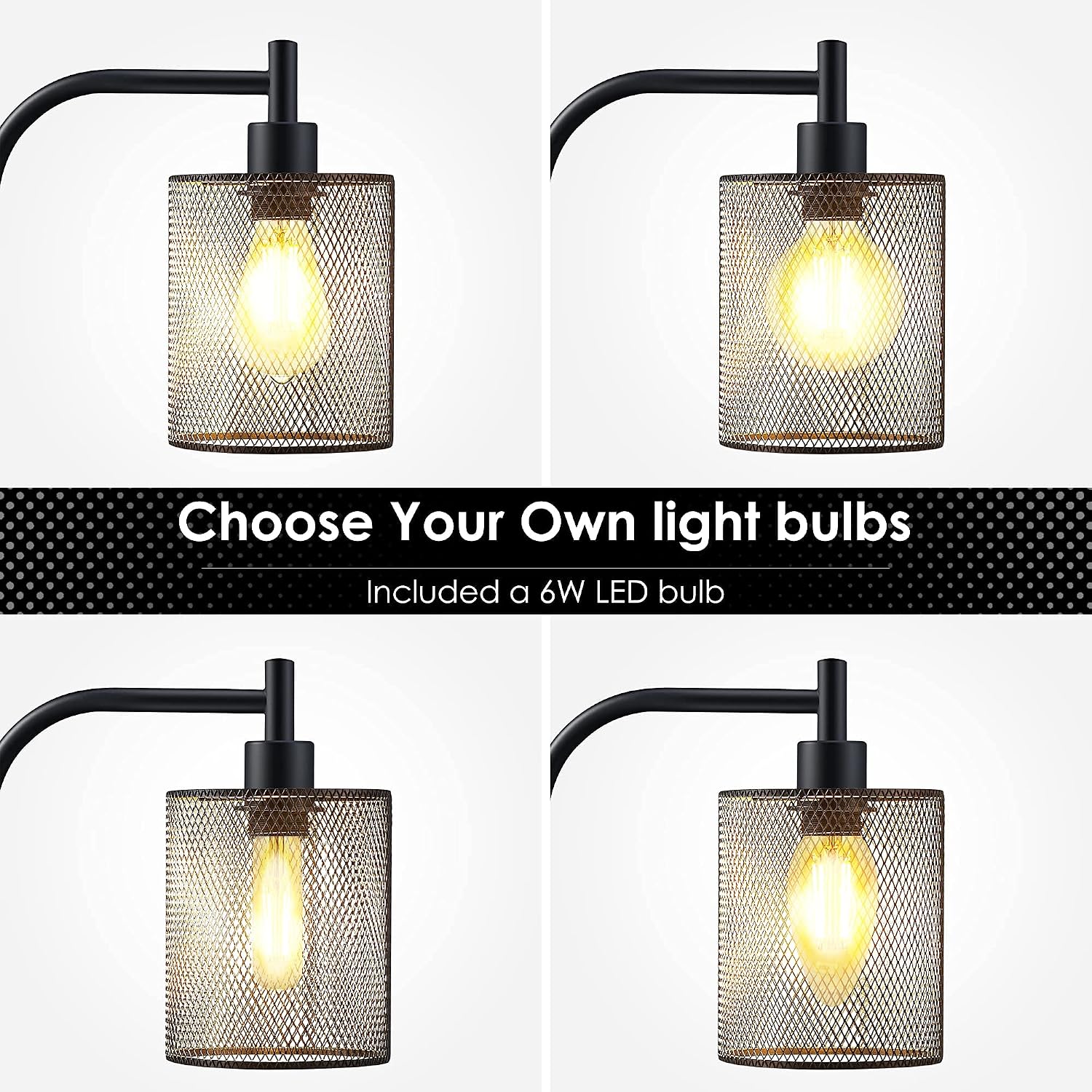 Rustic Black Mesh‑Shade Industrial Floor Lamp