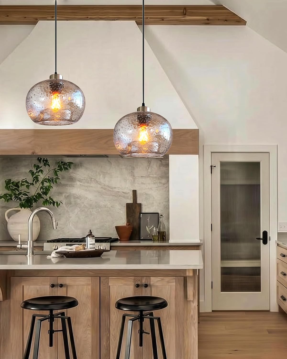 Rustic Marble‑Glass Kitchen Pendant Lights