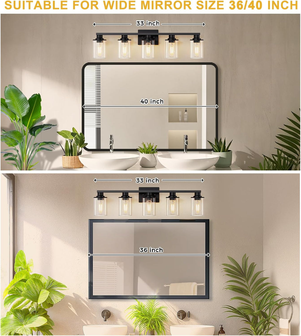 Modern Black Glass LED Bathroom Vanity Light