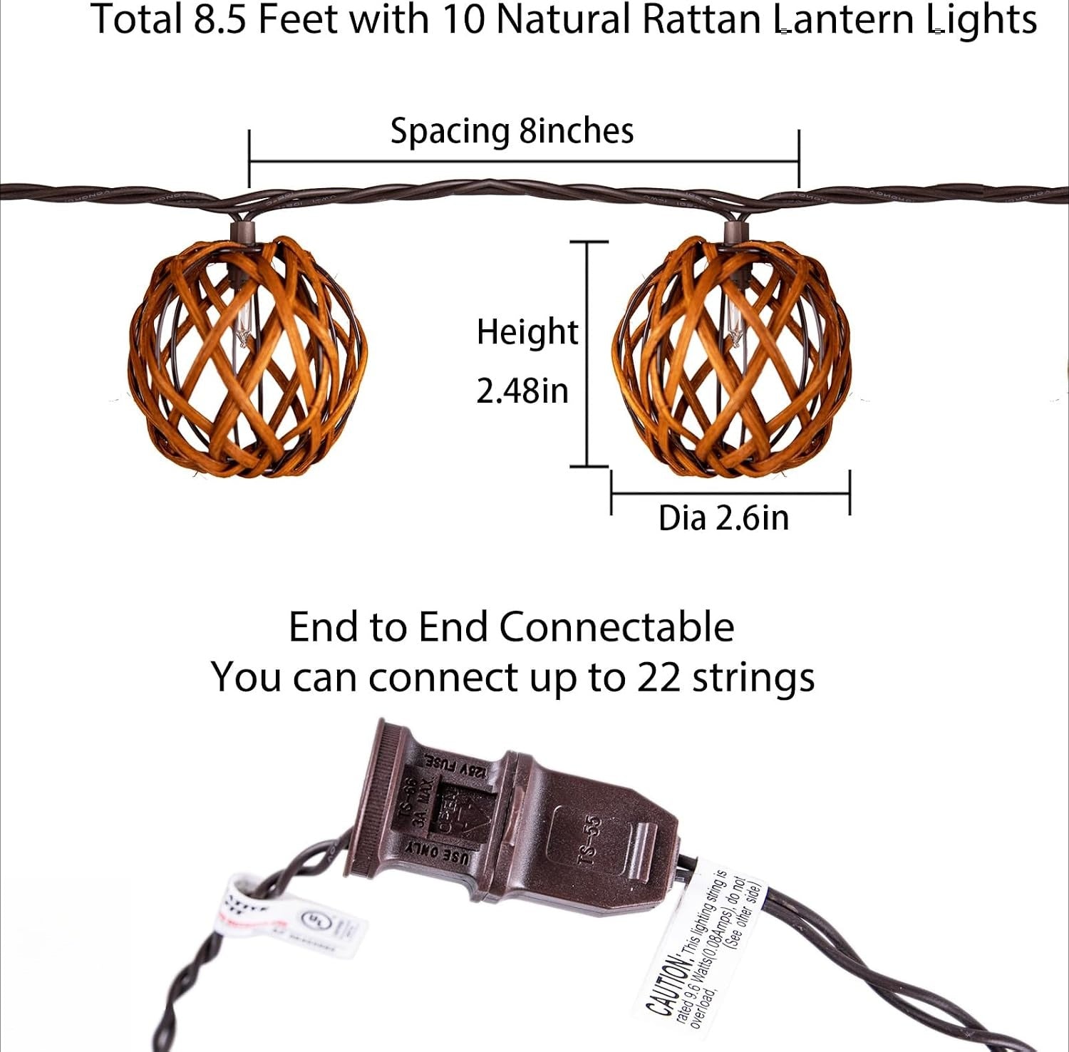 Rattan Boho Patio Lantern String Lights